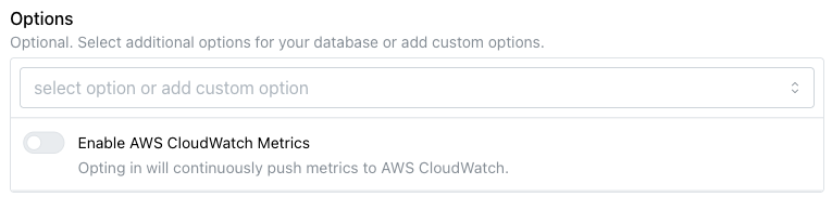 Selecting database options