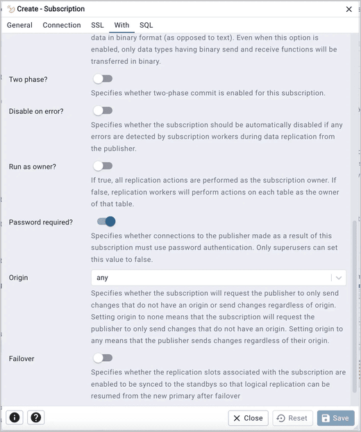 Subscription dialog with tab